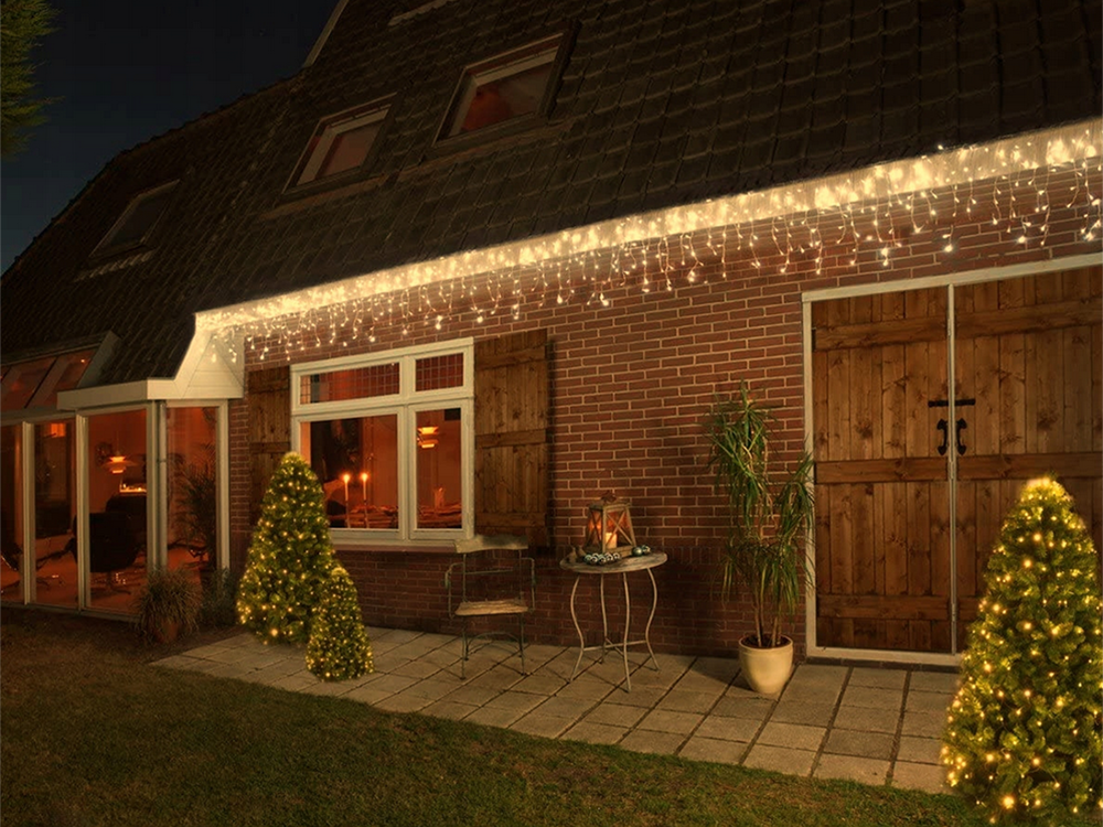 Gaismas aizkars 300 LED auksti balta 10m kombinēta Ziemassvētku eglītes lampiņu virtene