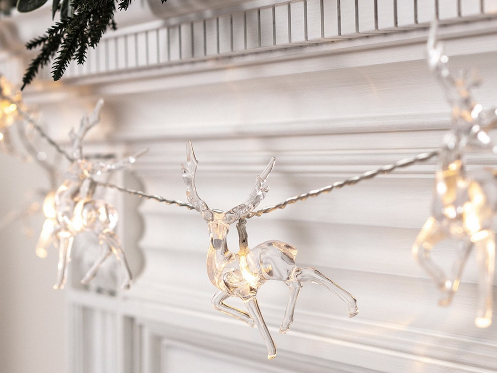 Ziemassvētku lampiņu virtene ziemeļbriežiem, 10 gaismas diodes ar mirdzumiem Ziemassvētku eglītei