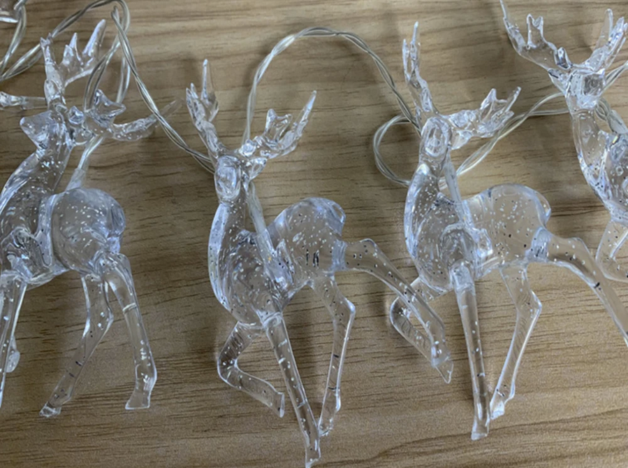 Ziemassvētku lampiņu virtene ziemeļbriežiem, 10 gaismas diodes ar mirdzumiem Ziemassvētku eglītei