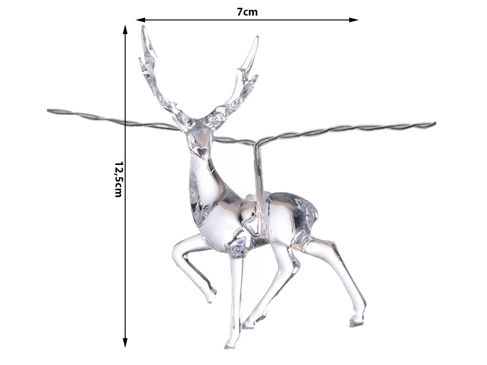 Ziemassvētku lampiņu virtene ziemeļbriežiem, 10 gaismas diodes ar mirdzumiem Ziemassvētku eglītei