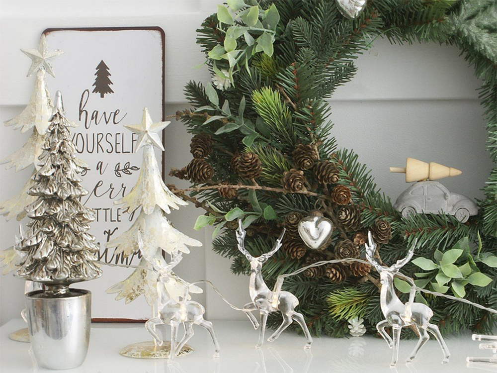 Ziemassvētku lampiņu virtene ziemeļbriežiem, 10 gaismas diodes ar mirdzumiem Ziemassvētku eglītei