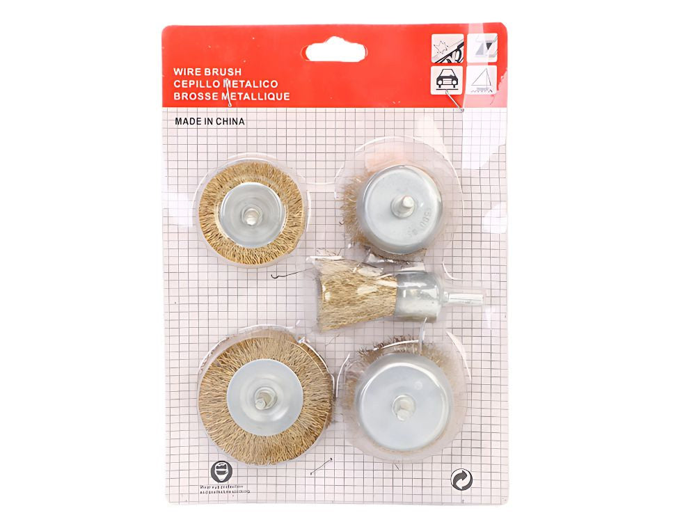 Misiņa stiepļu suku komplekts skrūvgriežiem, 5 gab., dažādi izmēri