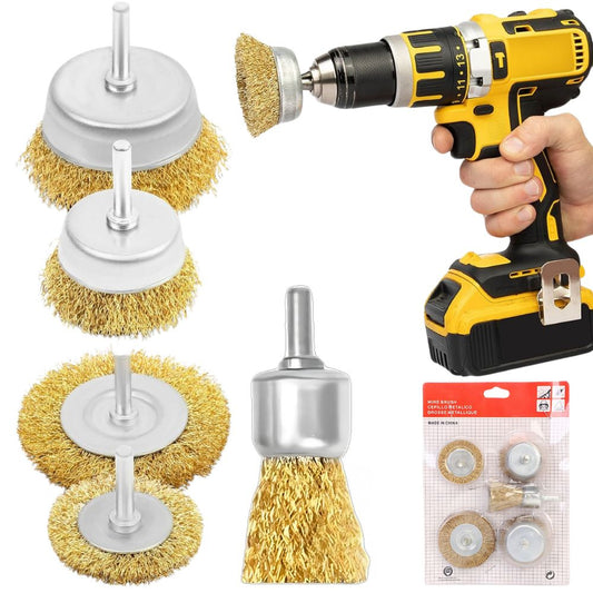 Misiņa stiepļu suku komplekts skrūvgriežiem, 5 gab., dažādi izmēri