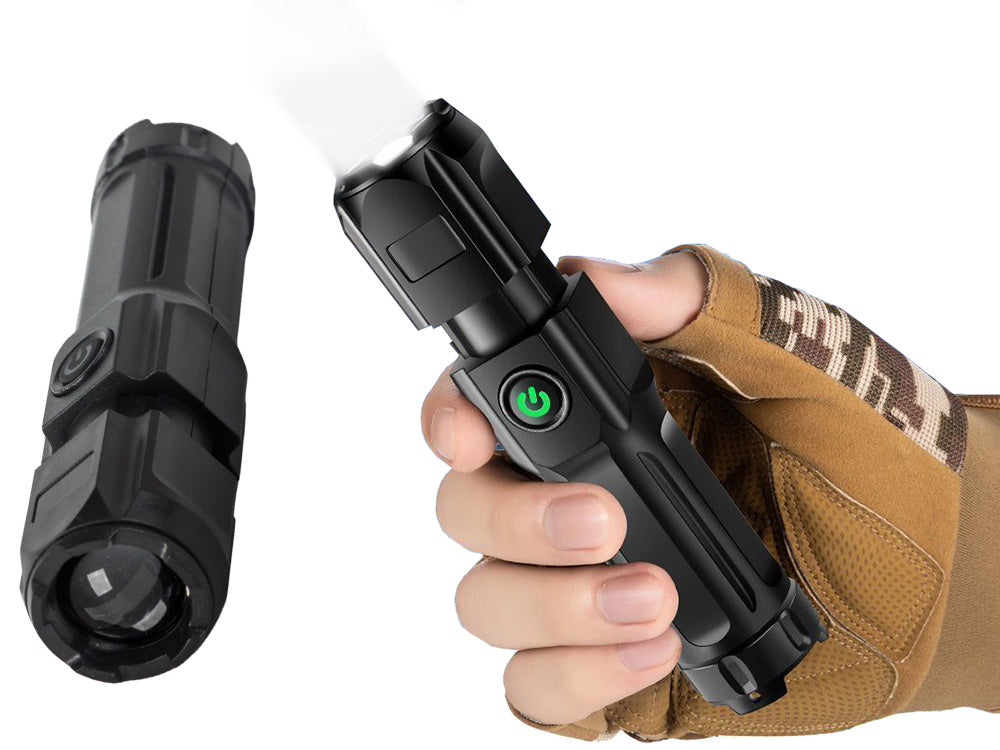 Uzlādējams taktiskais LED lukturītis ar tālummaiņu, XPE, vadīts militārais, spēcīgais, policijas