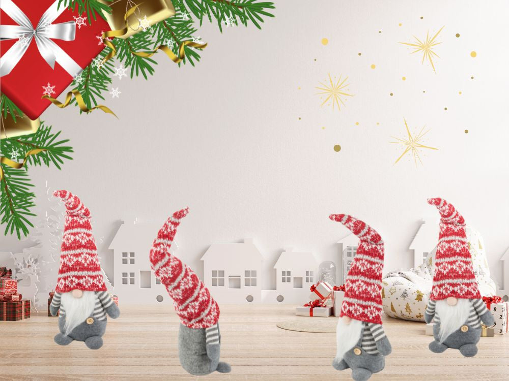 Ziemassvētku spoka pelēks rūķītis ar Ziemassvētku eglītes bārdu 38cm mīksts