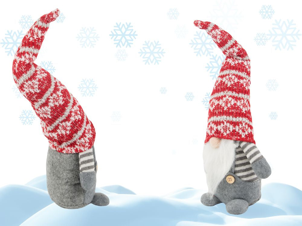 Ziemassvētku spoka pelēks rūķītis ar Ziemassvētku eglītes bārdu 38cm mīksts