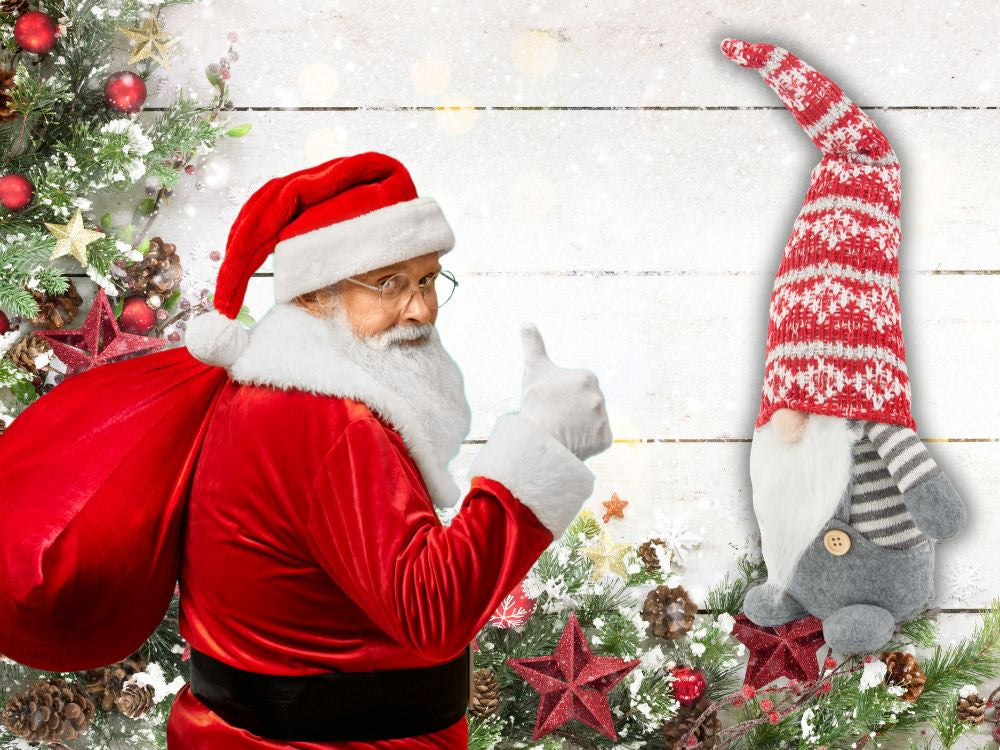 Ziemassvētku spoka pelēks rūķītis ar Ziemassvētku eglītes bārdu 38cm mīksts