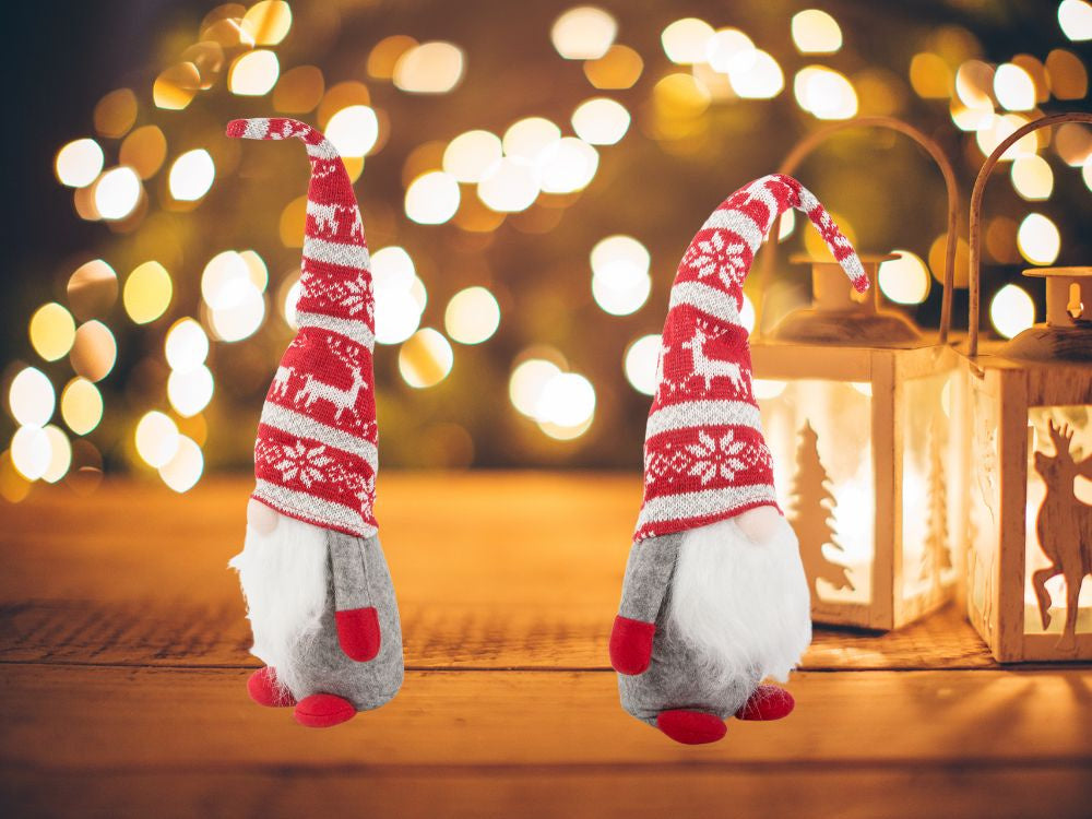 Ziemassvētku spoka pelēks rūķītis ar Ziemassvētku eglītes bārdu 48cm mīksts