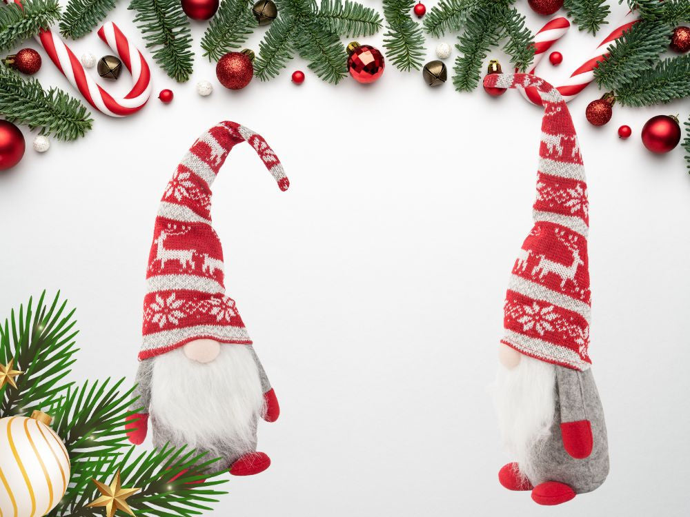 Ziemassvētku spoka pelēks rūķītis ar Ziemassvētku eglītes bārdu 48cm mīksts