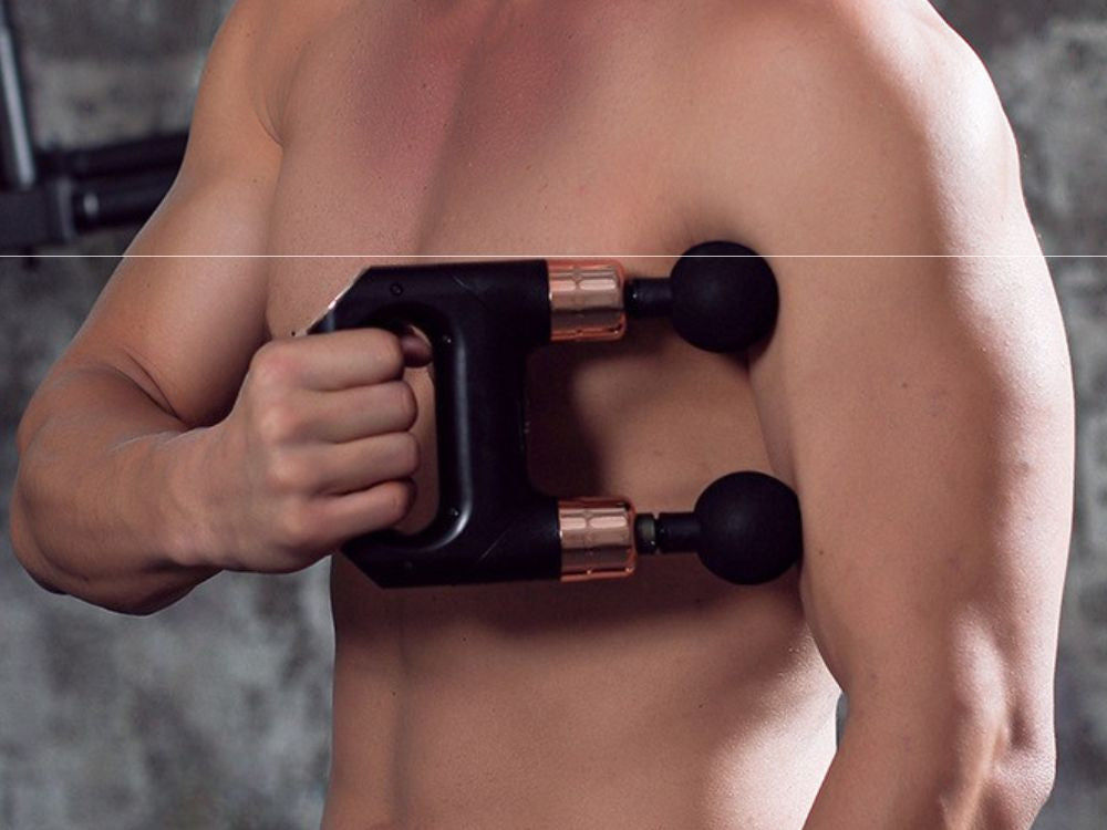 Masāžas pistoles dubultais muguras ķermeņa masieris, jaudīgs, 8 uzgaļi