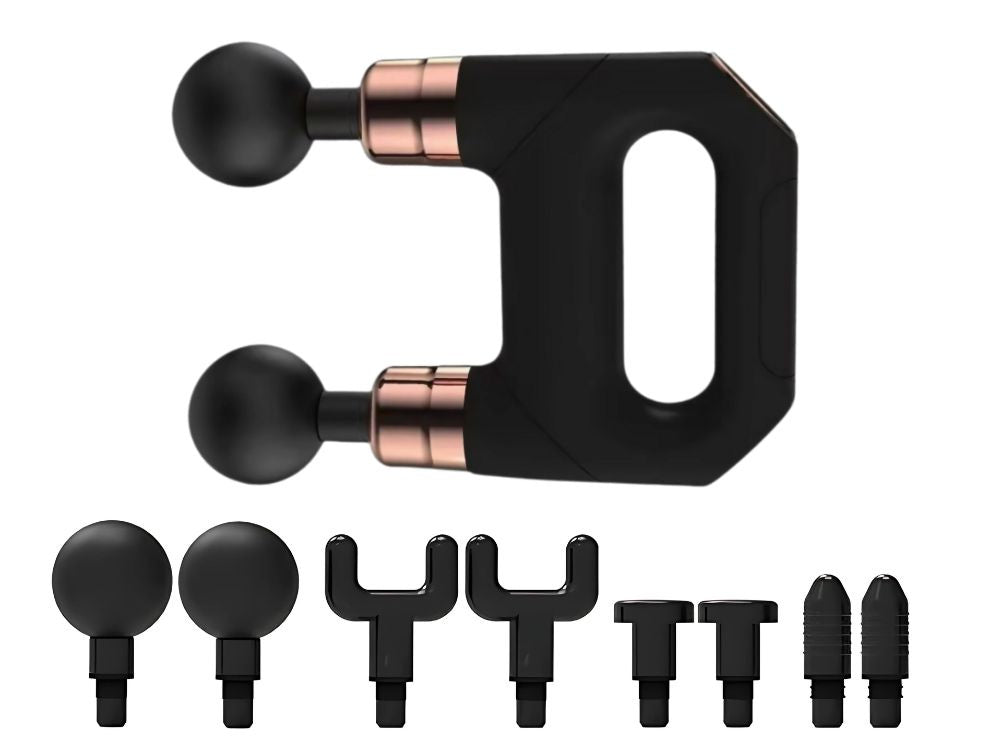 Masāžas pistoles dubultais muguras ķermeņa masieris, jaudīgs, 8 uzgaļi