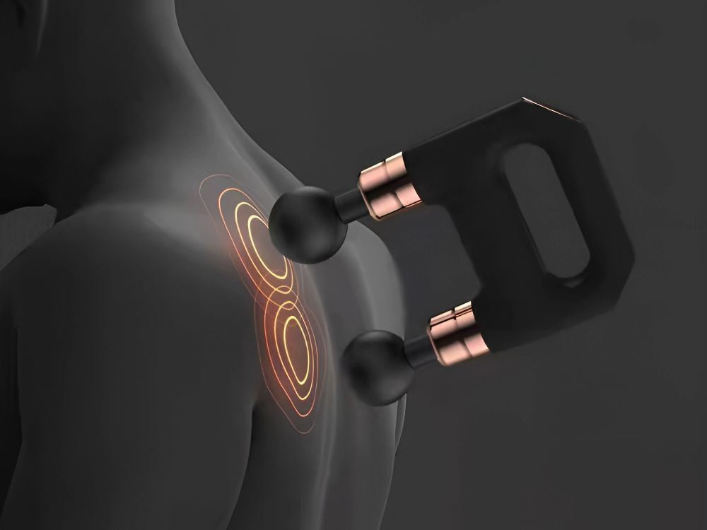 Masāžas pistoles dubultais muguras ķermeņa masieris, jaudīgs, 8 uzgaļi