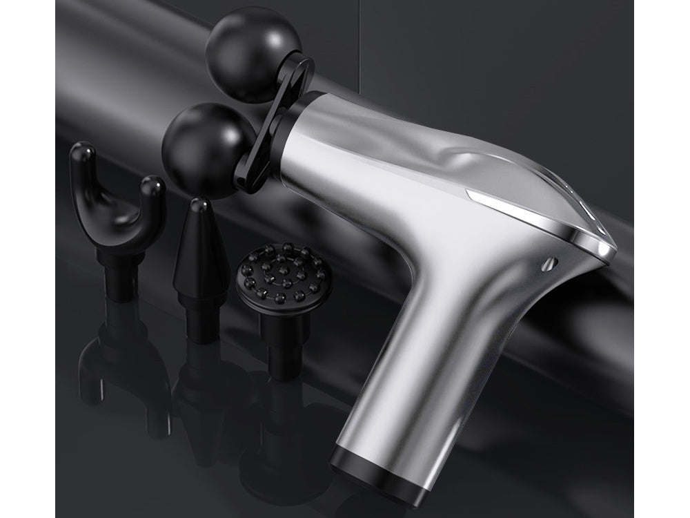 Muguras masāžas pistoles ķermeņa kāju masieris spēcīgs masāžas pistoles 4 uzgaļi