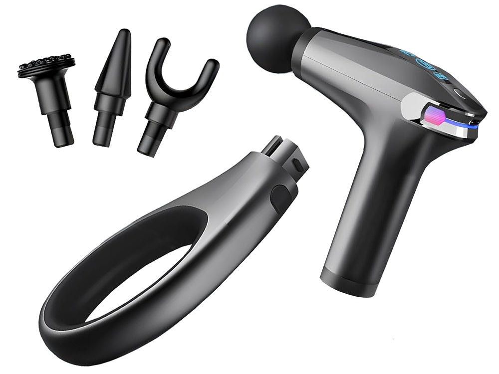 Muguras masāžas pistoles ķermeņa kāju masieris spēcīgs masāžas pistoles 4 uzgaļi