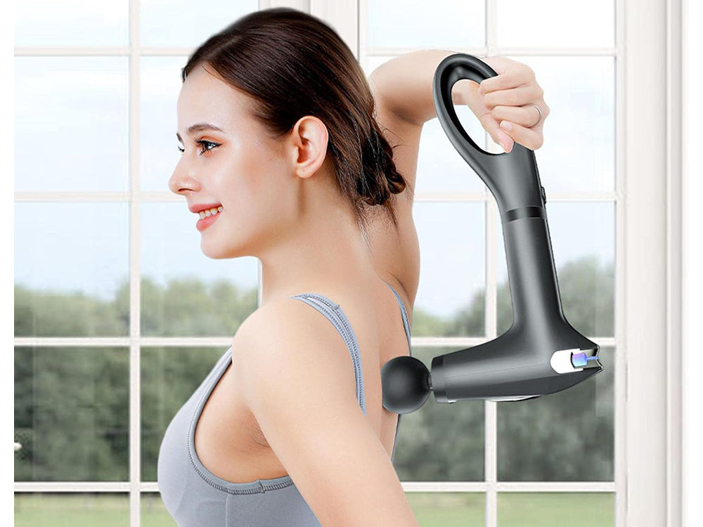 Muguras masāžas pistoles ķermeņa kāju masieris spēcīgs masāžas pistoles 4 uzgaļi