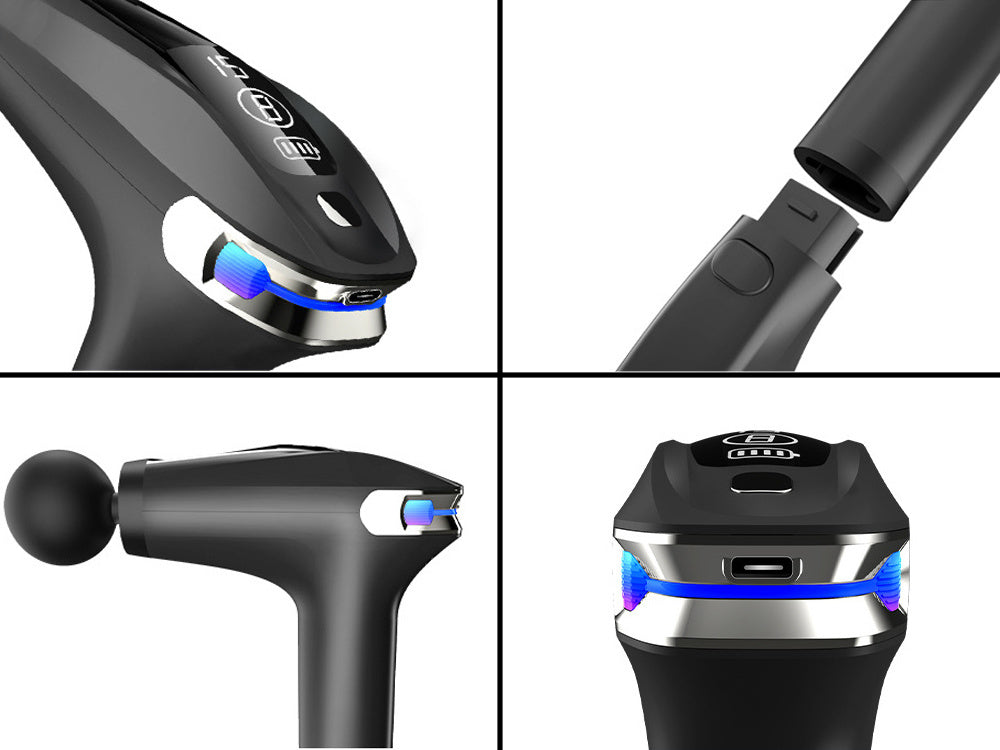 Muguras masāžas pistoles ķermeņa kāju masieris spēcīgs masāžas pistoles 4 uzgaļi