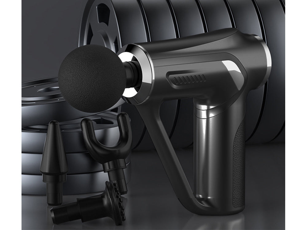 Muguras masāžas pistoles ķermeņa kāju masieris spēcīgs masāžas pistoles 4 uzgaļi