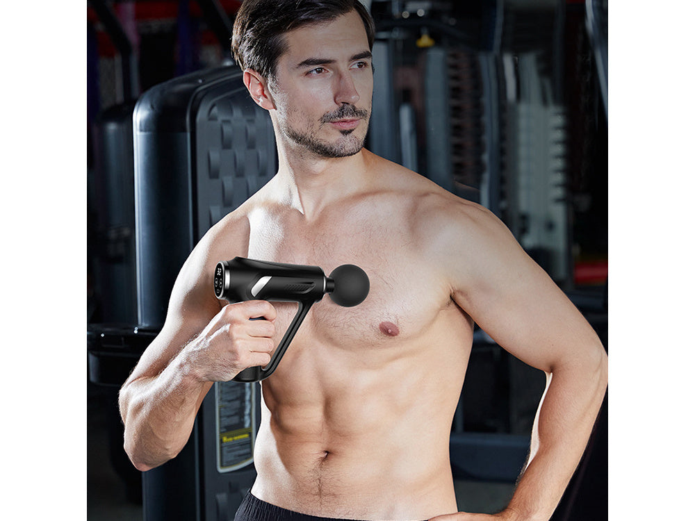 Muguras masāžas pistoles ķermeņa kāju masieris spēcīgs masāžas pistoles 4 uzgaļi