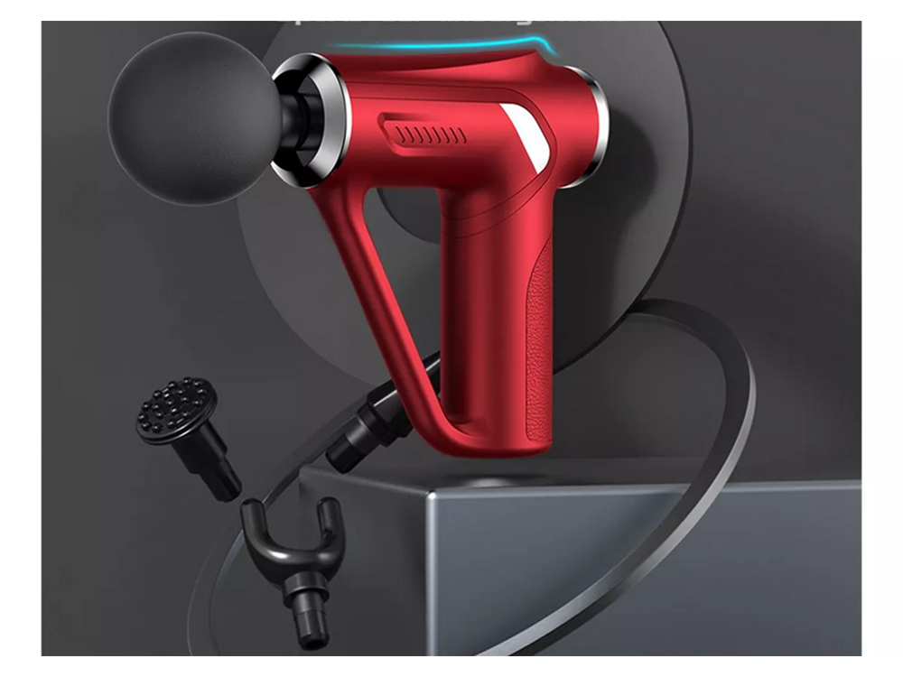 Muguras masāžas pistoles ķermeņa kāju masieris spēcīgs masāžas pistoles 4 uzgaļi