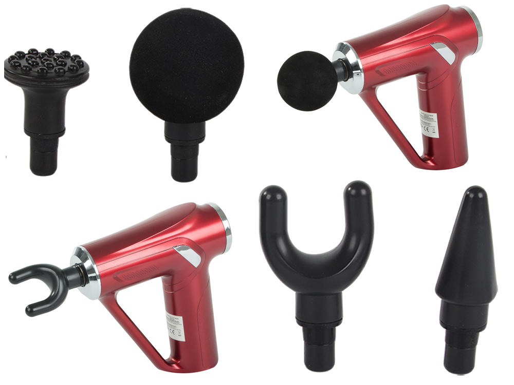 Muguras masāžas pistoles ķermeņa kāju masieris spēcīgs masāžas pistoles 4 uzgaļi