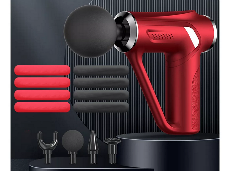 Muguras masāžas pistoles ķermeņa kāju masieris spēcīgs masāžas pistoles 4 uzgaļi