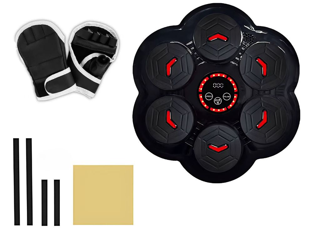 Boksa vairoga trenažieris ar mūziku, Bluetooth, USB, C + boksa cimdi