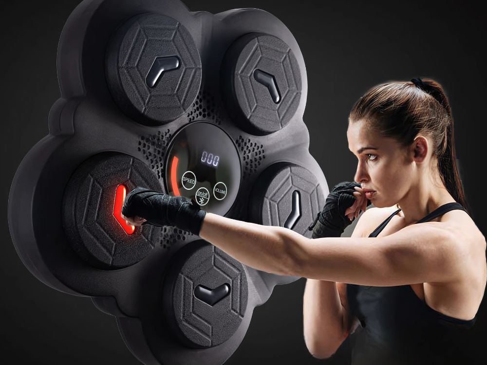 Boksa vairoga trenažieris ar mūziku, Bluetooth, USB, C + boksa cimdi