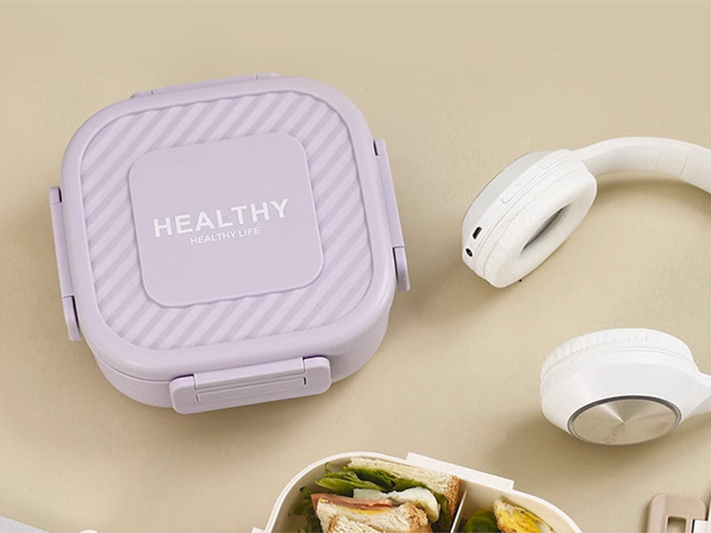 Pusdienu kastes brokastu trauks pusdienām ar nodalījumiem galda piederumiem