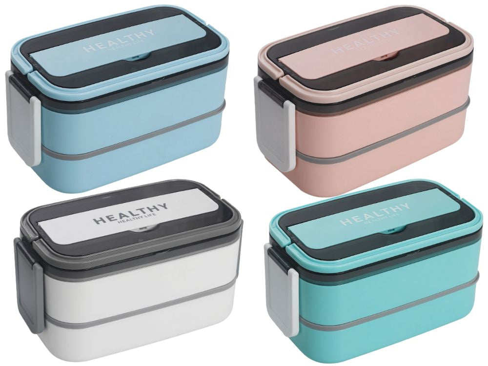 Brokastu kaste ar sadalītājiem, sakraujams konteiners, XXL galda piederumu pusdienu kaste, 1400 ml