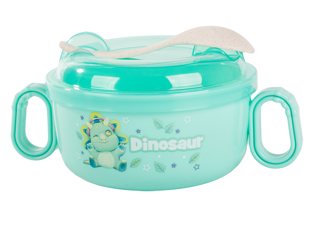 Barošanas piederumu komplekts bērnu pārtikas bļoda ar rokturiem un karoti