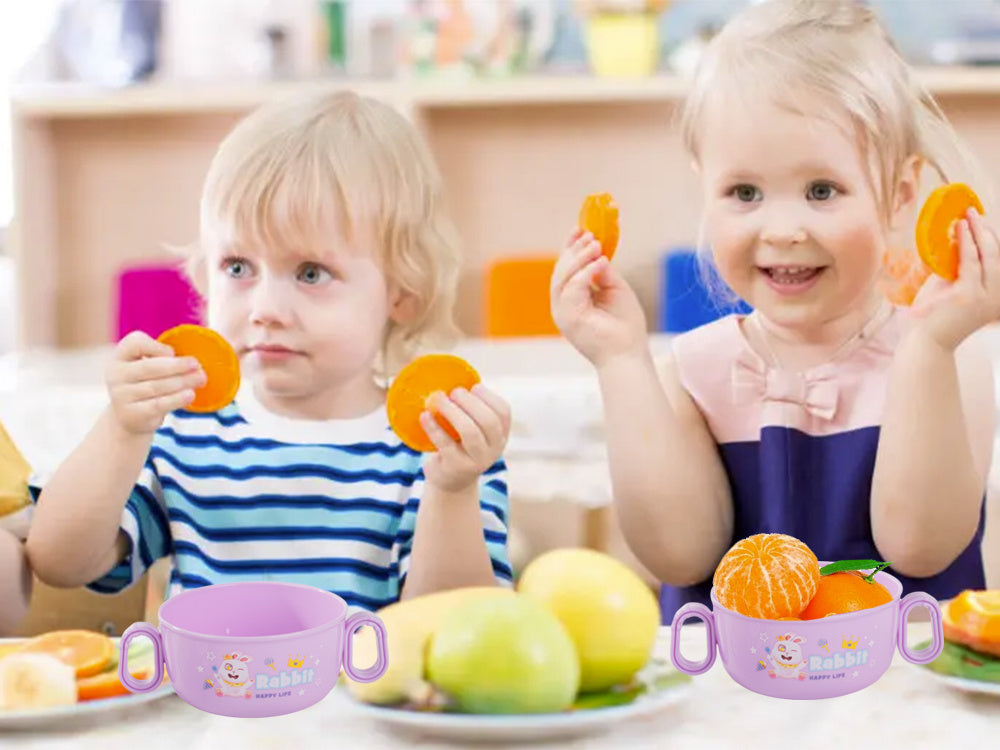 Barošanas piederumu komplekts bērnu pārtikas bļoda ar rokturiem un karoti