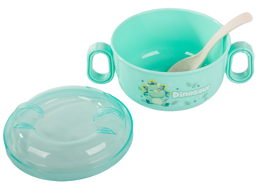 Barošanas piederumu komplekts bērnu pārtikas bļoda ar rokturiem un karoti