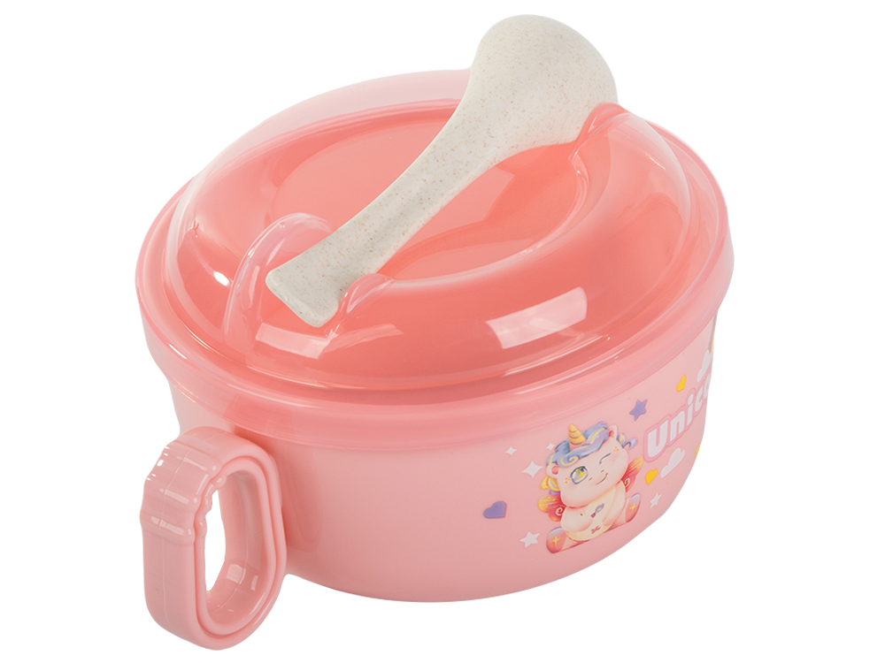 Barošanas piederumu komplekts bērnu pārtikas bļoda ar rokturiem un karoti