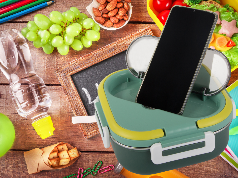 Brokastu kaste ar nodalījumiem, galda piederumu konteiners, pusdienu kaste mikroviļņu krāsnij, 1000 ml