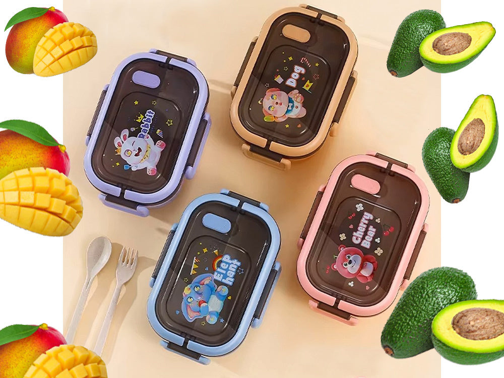 Pusdienu kastes brokastu trauks pusdienām ar nodalījumiem galda piederumiem