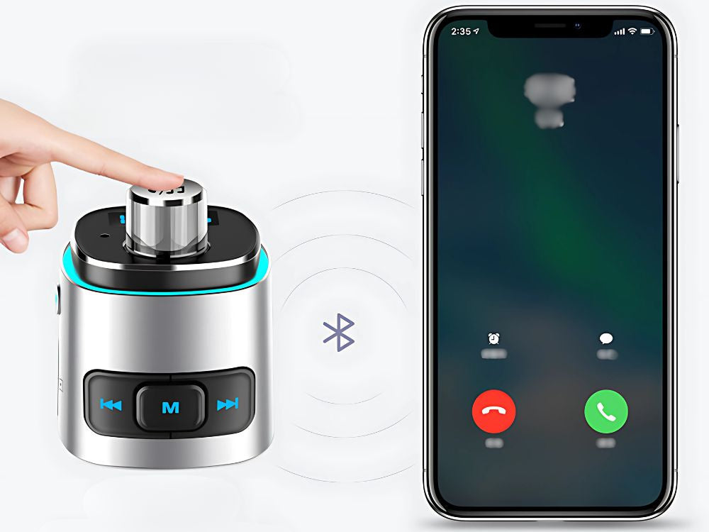 Bluetooth FM raidītājs automašīnas lādētājs ātrs 2x USB apgaismojums