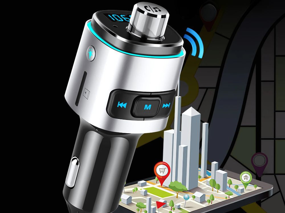 Bluetooth FM raidītājs automašīnas lādētājs ātrs 2x USB apgaismojums