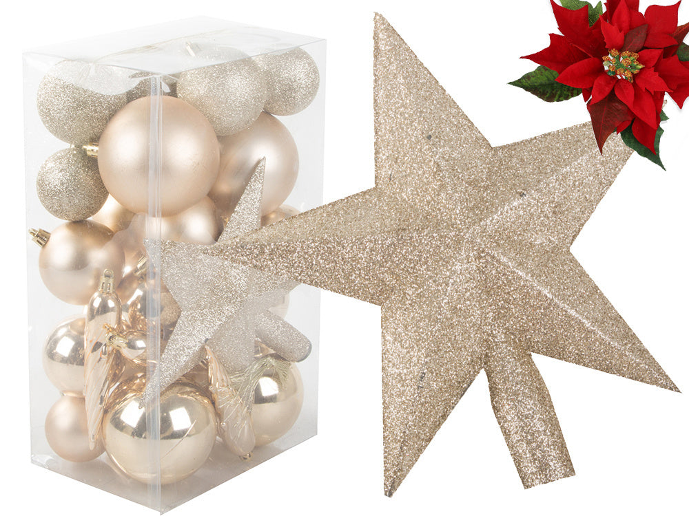 Ziemassvētku eglītes rotājumi Ziemassvētki zelta mirdzumi zvaigzne mirdzums 8 / 6 / 5
