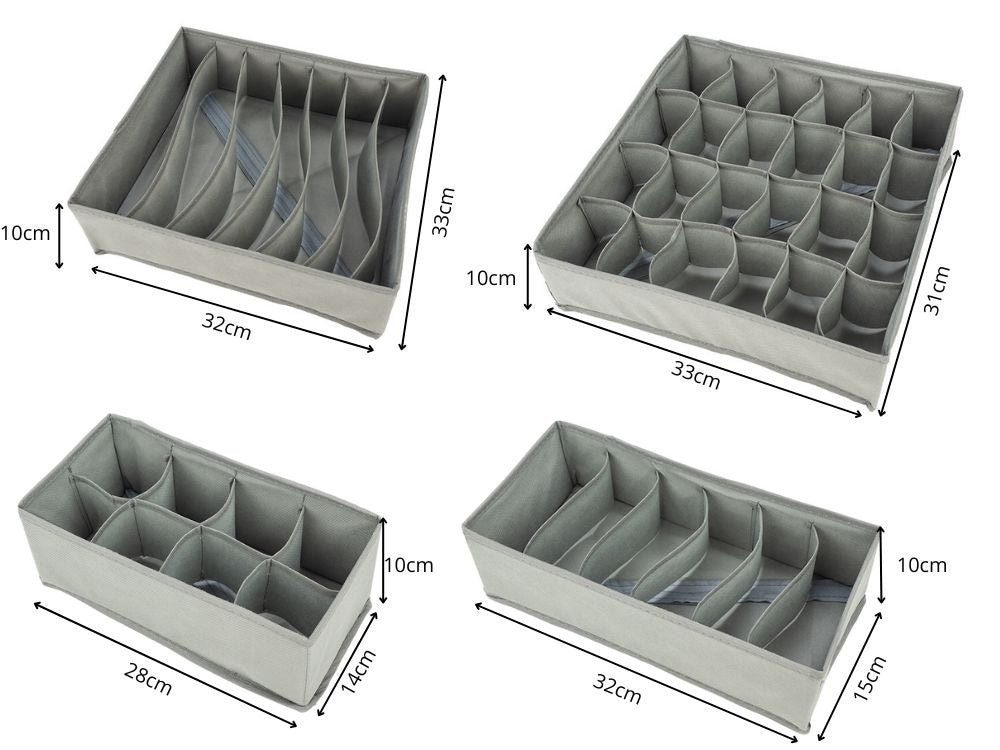 Apakšveļas organizatora zeķu atvilktņu skapīša kastīšu komplekts (4 daļas)