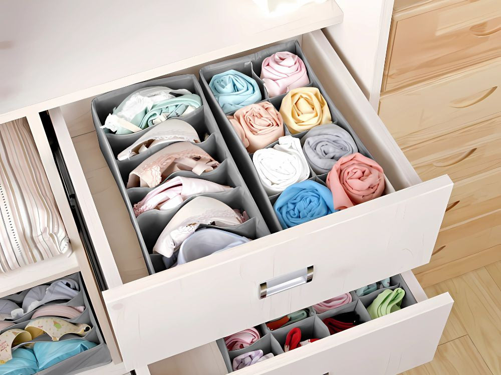 Apakšveļas organizatora zeķu atvilktņu skapīša kastīšu komplekts (4 daļas)