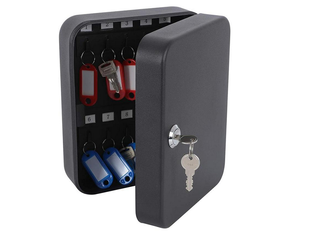 Atslēgu seifs metāla korpusā, aizslēdzams 20 atslēgu pakaramajiem ar āķiem