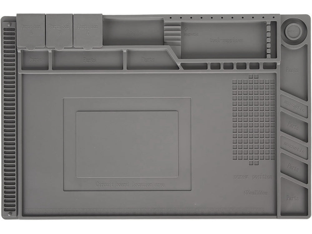 Silikona servisa paklājiņš lodēšanas organizatoram, liels paliktnis, 30x45 magnēts