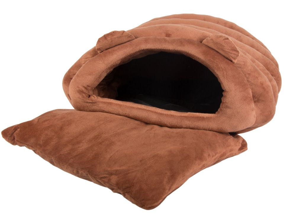 Plīša gultas kokons sunim, kaķim, mīksts spilvens, gultasveļa, pūkains