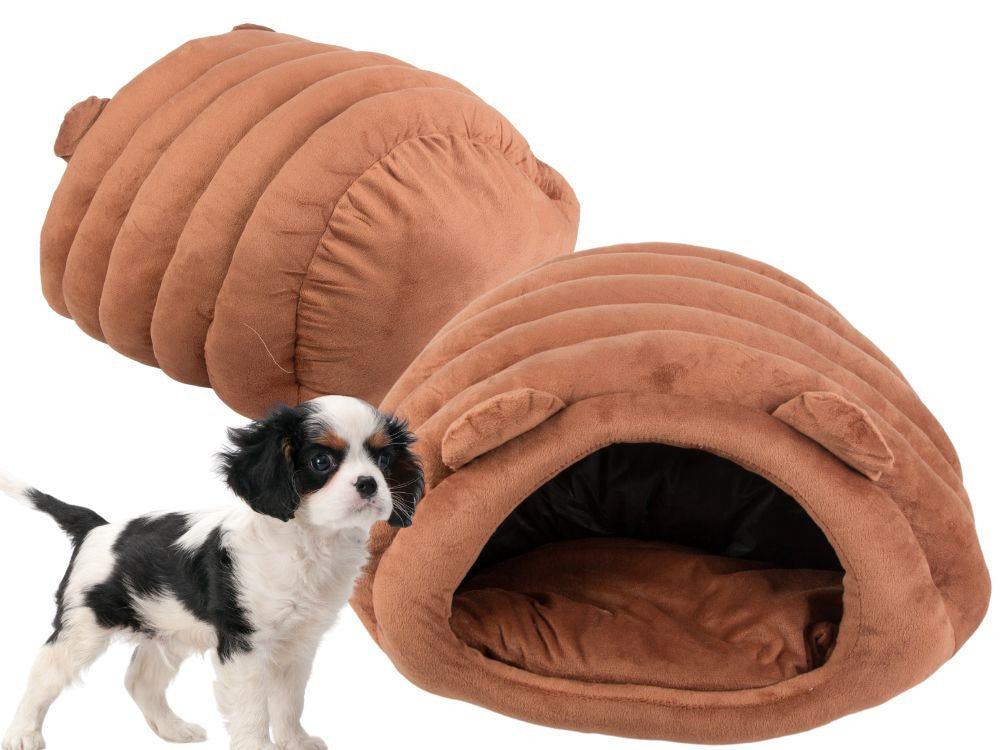 Plīša gultas kokons sunim, kaķim, mīksts spilvens, gultasveļa, pūkains