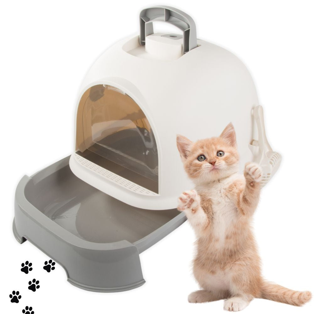 Kaķu pakaišu paplāte, liela, aizvērta, paredzēta kaķu pakaišu lāpstai, izturīga un izvelkama