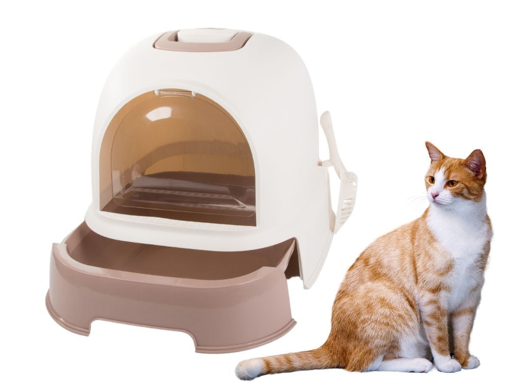 Kaķu pakaišu paplāte, liela, aizvērta, paredzēta kaķu pakaišu lāpstai, izturīga un izvelkama