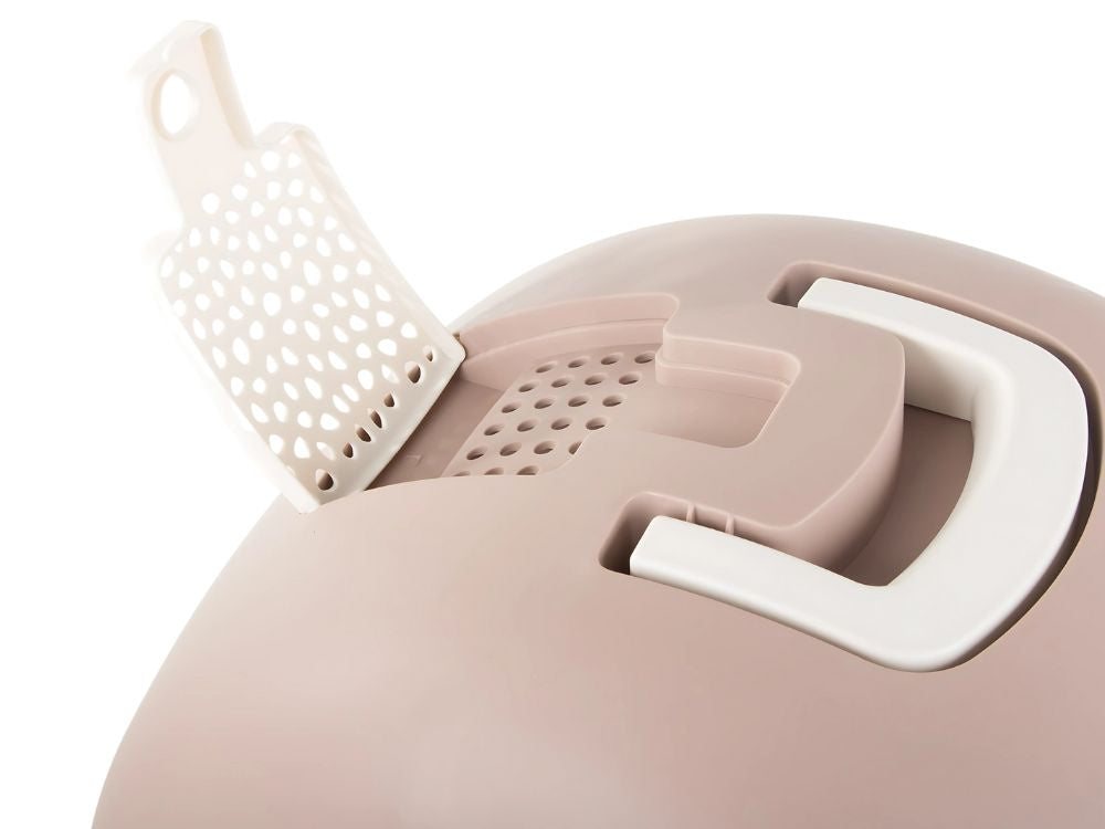 Kaķu pakaišu paplāte, liela, aizvērta, paredzēta kaķu pakaišu lāpstai, izturīga un izvelkama