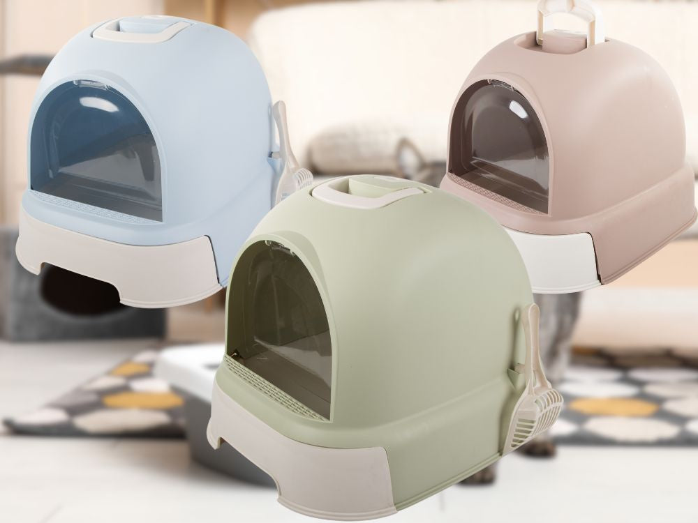 Kaķu pakaišu paplāte, liela, aizvērta, paredzēta kaķu pakaišu lāpstai, izturīga un izvelkama