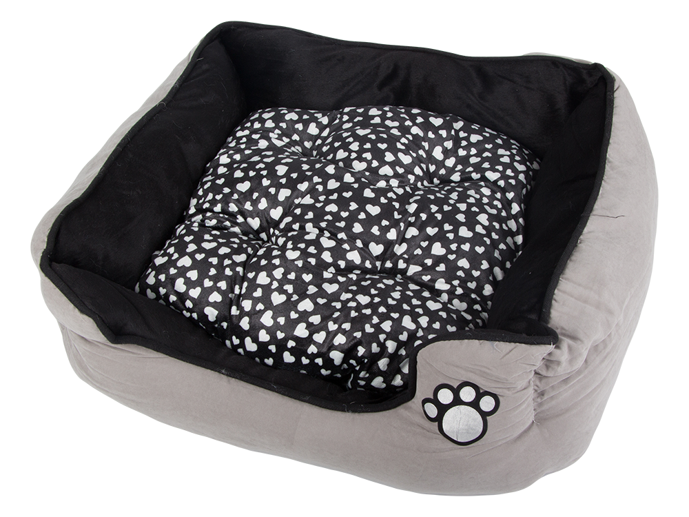 Plīša suņu gulta ar izvelkamu spilvenu, mīkstu un ērtu