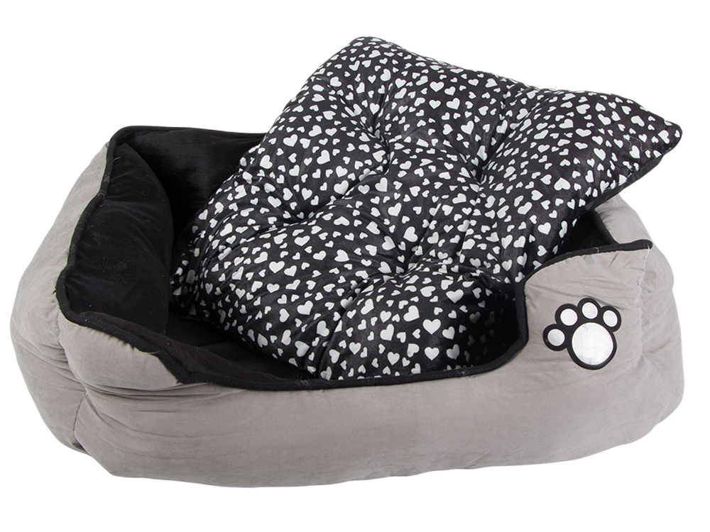 Plīša suņu gulta ar izvelkamu spilvenu, mīkstu un ērtu